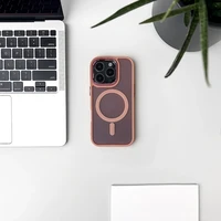 Blizgus magnetinis dėklas telefonui iPhone 16e - rožinis