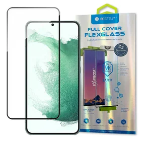Bestsuit 3D Edge Nano Flexi Glass stiklo plėvelė visas ekranas grūdintas stiklas su rėmeliu Samsung Galaxy S22 + (S22 Plus) skaidrus