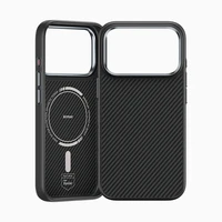 Benks magnetinis Armor Pro Kevlar dėklas su metaliniu rėmeliu 600D (A069) Iphone 17 Pro telefonui juodas (su fotoaparato valdymo mygtuku)