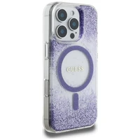 Guess HC Resin Bottom Glitter Magnetinis dėklas iPhone 16 Pro - violetinis