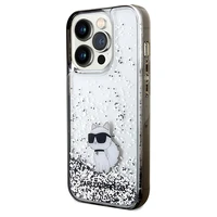 Karl Lagerfeld Liquid Glitter Choupette dėklas telefonui iPhone 14 Pro Max - permatomas