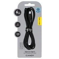 Blavec Kabelis Candy pynėtas - Type C iki Type C - PD 60W 3A 3 metrai Apple CarPlay/Android Auto (CCA-CC3B30) juodas
