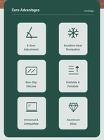 Sulankstomas nešiojamo kompiuterio stovas Awei X26 sidabrinis