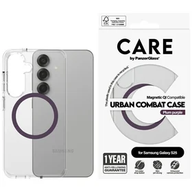 CARE by PanzerGlass Flagship Urban Combat Purple QI dėklas Samsung Galaxy S25 - skaidrus