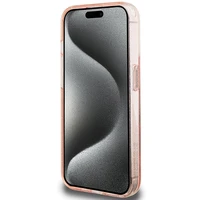 Hello Kitty žiedinis stovas blizgus Electrop Logo magnetinis dėklas telefonui iPhone 15 Pro - rožinis