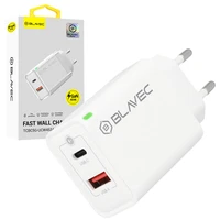 Blavec sieninis įkroviklis BC-5 GaN - USB + Type C - PD QC 45W 3A (TCBC5G-UCW453A) baltas