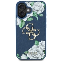 Guess Grained Roses Big 4G logo dėklas telefonui iPhone 16 - mėlynas