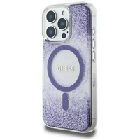 Guess HC Resin Bottom Glitter Magnetinis dėklas iPhone 16 Pro - violetinis
