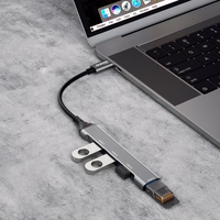 Dudao HUB 4in1 USB-C - 4x USB-A (3 x USB2.0 / USB3.0) 6.3cm juodas (A16T)