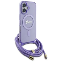 Guess per petį dėklas telefonui Cord Script MagSafe iPhone 16 – violetinis