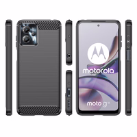 Carbon dėklas Motorola Moto G13 lankstus silikoninis anglies dėklas juodas