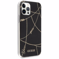 Guess Gold Chain Collection dėklas telefonui iPhone 12 Pro Max 6.7" - Juodas