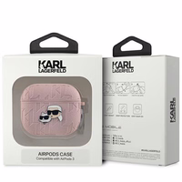 Karl Lagerfeld KLA3PGKCPP AirPods 3 dėklas rožinis Monogram Karl & Choupette Head