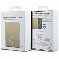 Guess Magnetinė 4G Strassed Metalinis Logotipas indukcinė išorinė baterija 15W 5000mAh - auksinė