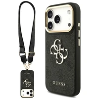 GUESS dėklas telefonui IPHONE 17 Pro (PU W/ Big 4G Classic & Big Strap Metal Buttons) juodas