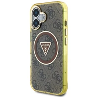 Guess IML Metal Glitter 4G Circle Triangle Magnetinis dėklas telefonui iPhone 16 - rudas