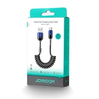 "Joyroom S-A43 Crystal-Clear Series 3A USB-A - USB-C spiralinis kabelis 1,5 m - juodas