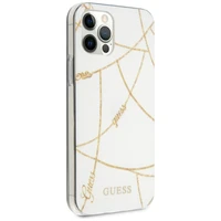 Guess Gold Chain Collection dėklas telefonui iPhone 12 Pro Max 6.7" - balta