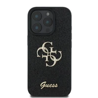 Guess Fixed Glitter Big 4G dėklas telefonui iPhone 16 Pro - juodas
