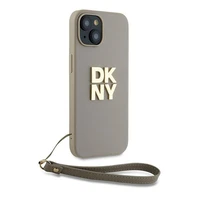 DKNY Dėklas telefonui su dirželiu ir logotipu iPhone 15 / 14 / 13 - smėlio spalvos