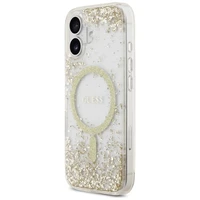 Guess Resin Bottom Glitter Magnetinis dėklas telefonui iPhone 17 - auksinė