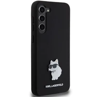 Karl Lagerfeld silikoninis Choupette metalinis ženkliukas dėklas telefonui Samsung Galaxy S24+ - juodas