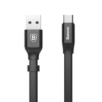 Baseus Nimble plokščias kabelis USB / USB-C kabelis su laikikliu 2A 0.23M juodas (CATMBJ-01)