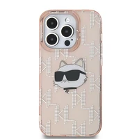 Karl Lagerfeld IML Choupette galvos ir monogramos dėklas iPhone 13 Pro / 13 - rožinė