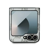 DKNY Checkered Pattern Printed Stripes Dėklas telefonui Samsung Galaxy Z Flip 6 - smėlinas