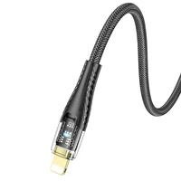 Kabelis USB C į Lightning Hoco PD 27W 1,2 m U121 juodas permatomas