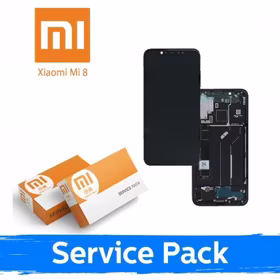 LCD ekranas suderinamas su Xiaomi Mi 8 su rėmeliu / auksinis / (Service Pack)
