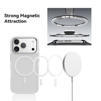 Rock Guard Touch Matte serijos magnetinis dėklas telefonui Iphone 17 Pro baltas (su metaliniu objektyvo rėmeliu)