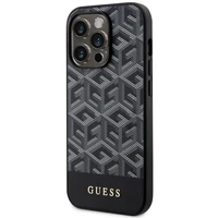 Guess GUHMP14LHGCFSEK iPhone 14 Pro 6.1" juodas/juodas kietas dėklas GCube Juostelės MagSafe