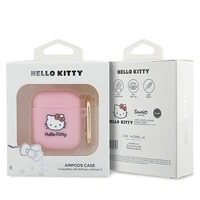Hello Kitty silikoninis 3D Kitty galvos dėklas AirPods 1/2 - rožinis