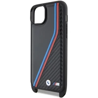 BMW M Edition anglies trispalvės linijos ir dirželis dėklas telefonui iPhone 15 Plus / 14 Plus - juodas