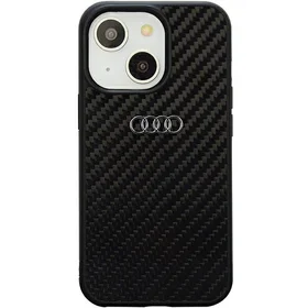 Audi Anglies pluošto iPhone 14 6.1" juodas/juodas kietas dėklas AU-TPUPPCIP14-R8/D2-BK
