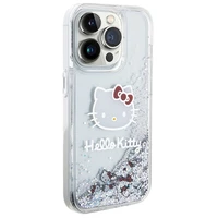 Hello Kitty Liquid Glitter Charms Kitty Head dėklas telefonui iPhone 14 Pro Max - sidabrinė