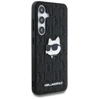 Dėklas Karl Lagerfeld Odinis Monogram Pin Logo Choupette Head Samsung Galaxy S25 juodas