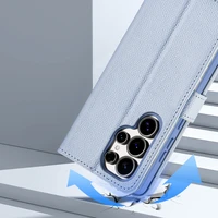 Dux Ducis Lawa odinis dėklas Samsung Galaxy S25 Ultra su nuimama magnetine pinigine - mėlynas