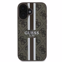 Dėklas telefonui Guess 4G Spausdintos juostelės MagSafe iPhone 16 Plus - rudas