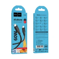 Kabelis silikoninis USB C į USB C Hoco 3A 60W 1 m X124 - juodas