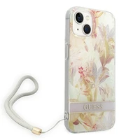 Guess GUOHCP14MHFLSU iPhone 14 Plus 6.7 "violetinis/violetinis kietas dėklas Gėlių dirželis