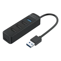 Orico TWU32-4A USB-A 3.1 hub / 1x USB-A 3.1 + 3x USB-A 2.0 + USB-C 5V/3A - juodas