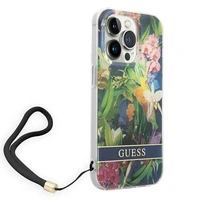Guess GUOHCP14LHFLSB iPhone 14 Pro 6.1 "mėlynas / mėlynas kietas dėklas Gėlių Dirželis