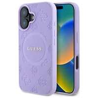 Guess Saffiano Peony Classic Logo Magnetinis dėklas iPhone 16 Plus - violetinis