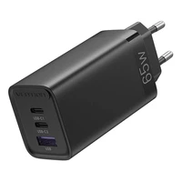 "Vention FEDB0-EU" 2xUSB-C 1xUSB-A 65W/30W/30W GaN tinklo įkroviklis (juodas)