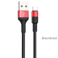 Kabelis USB A į USB C Hoco 2A 1 m X26 juodas ir raudonas