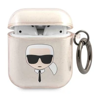 Karl Lagerfeld Glitter Karl's Head dėklas AirPods 1/2 - auksinis