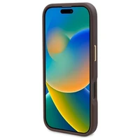 Guess 4G Logotipo plokštelė Magnetinis dėklas telefonui iPhone 16 Pro - rudas