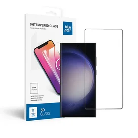Apsauginis stiklas Blue Star - SAMSUNG Galaxy S23 Ultra pilnas paviršius (pilnas klijavimas/draugiškas dėklui) - juodas Apsauginis stiklas Blue Star